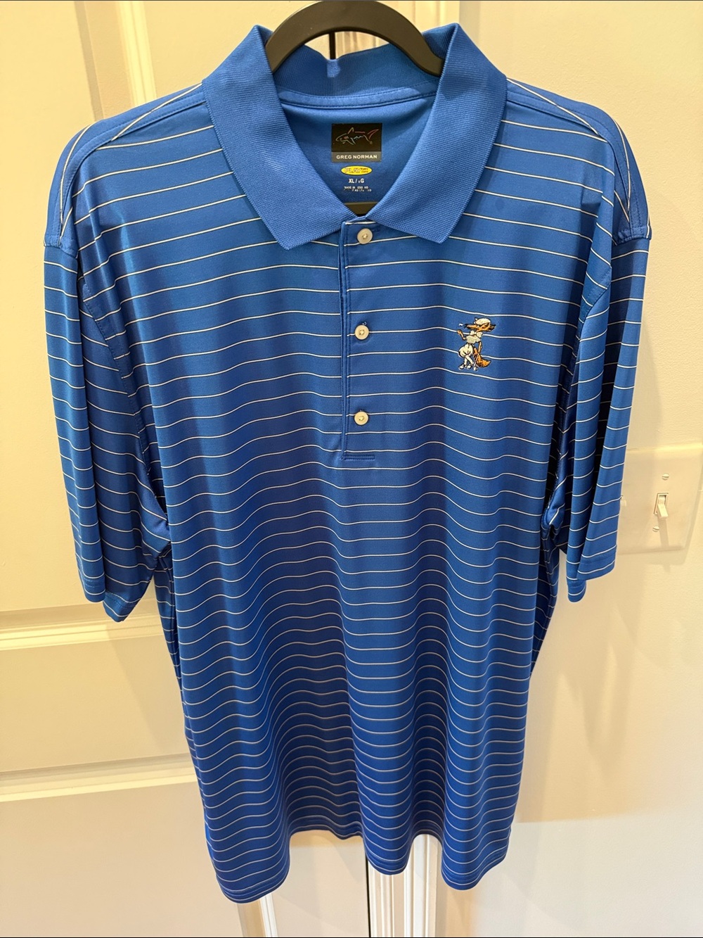 Greg Norman Collection Royal Blue Striped Golf Polo